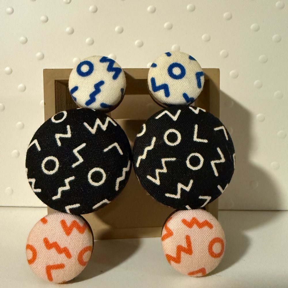 Geometric Patterned Fabric Earrings